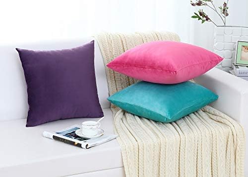 Jeneoo Comfy Soft Thick Velvet Throw Pillow Cases for Sofa Couch, Decorative Solid Square Cushion Covers for Bedroom Car (Lavender, 20 x 20 Inches, 2 Pieces)