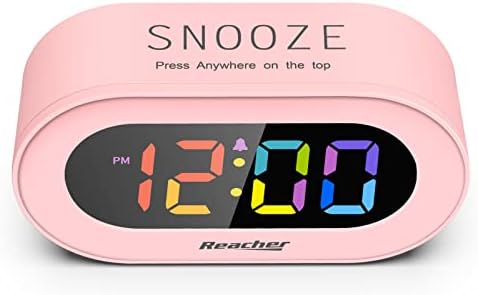 REACHER Pink Colorful LED Digital Alarm Clock with USB Charger
