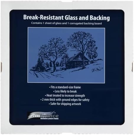 Ambiance Break-Resistant Picture Frame Glass and Backing 12"X12" for Replacement or Empty Frames, 2mm Thick, Rounded Edges for Safe Handling, White Corrugated Cardboard