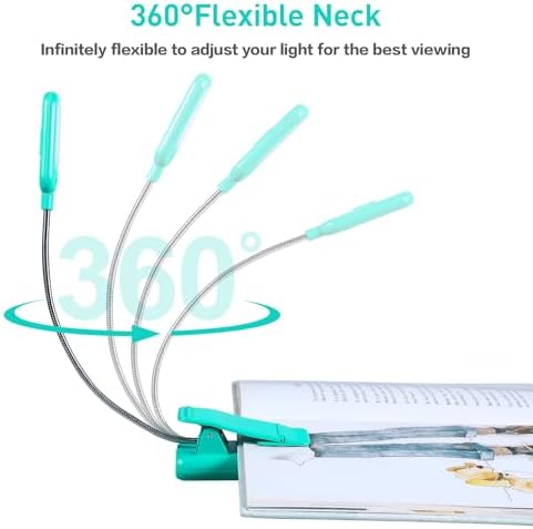 VAVOFO Rechargeable Book Light, Blue Light Blocking, Amber 1600K Clip On Reading Light, Eye Care 7 LEDs Kids Book Light for Reading in Bed with Power Indicator for Bookworms (Emerald Green)