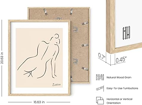HAUS AND HUES Picasso Line Drawing Poster - Pablo Picasso Abstract Woman Wall Art, Silhouette Minimalist Line Art, Female Figure Wall Print (Beige Frame, 16x20)