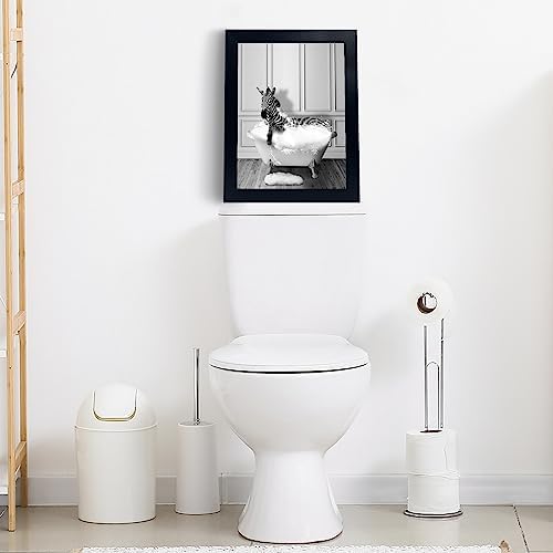 calmart Funny Decor Wall Art - Zebra Pictures, Sign,s Funny Animal Canvas Painting, Framed Artwork for Toilet