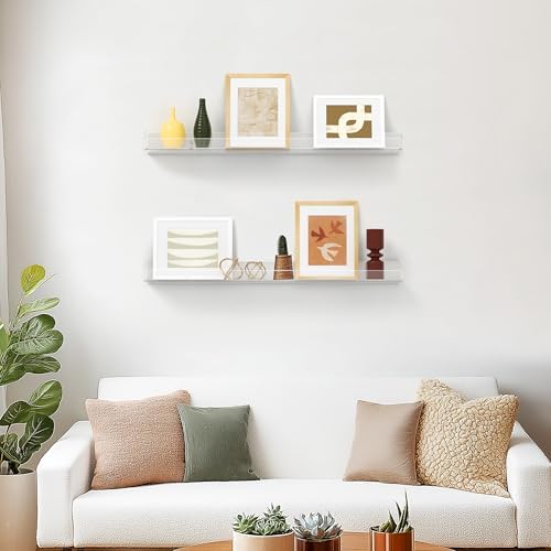 HBlife 24 Inches Floating Shelves Wall Mounted Clear Acrylic Shelves for Figures, 16 Inch Stud Spacing Invisible Floating Bookshelf for Kids and Nursery, 2 Pack (5MM Thick)