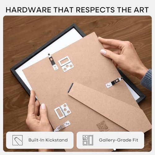 Homeforia 8x8 Black Oak Picture Frame, High-End Wood, 6x6 Mat, Glass