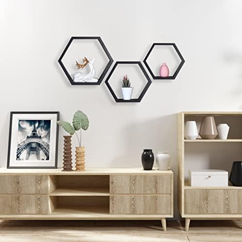 Hexagon Shelves,Floating Wall Shelf,Honeycomb Octagon Cube Shelves Wood