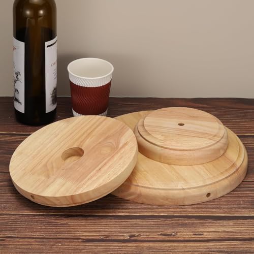 PATIKIL 5.5" x 1.3" Wooden Lamp Base, 2pcs Round Solid Wooden Base Wood Desk Lamp Display Stand Replacement for Bedroom Bedside Table Lamps DIY