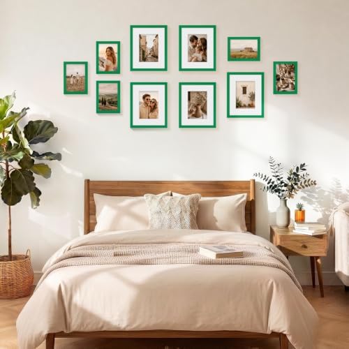 Vittanly 8x10 Picture Frames Set of 5, Wall or Tabletop Display, Green