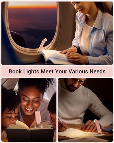 DEWENWILS Book Reading Light with Clip, USB Rechargeable Booklight Pink
