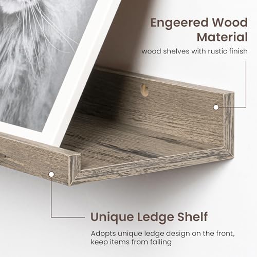 Axeman 40 Inch Floating Shelves, Grey Picture Ledge Shelf Set of 3