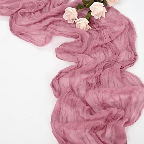 20 Pack Dusty Rose Table Runner 10Ft Cheesecloth Table Runner Boho Gauze Cheese Cloth Table Runners Romantic Long Sheer Fabric Table Runners for Wedding Party Bridal Shower
