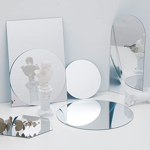 9.44" Round Acrylic Mirror Tile, 2Pcs Flexible Plastic Wall Mirror | 0.06" Thick Acrylic Mirror Sheet with Tapes, Circle Mirror for Wall, Home Decor, Round Mirror Tray Plate for Centerpieces