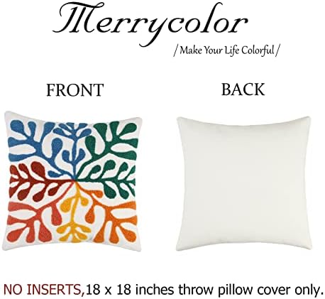 Merrycolor Boho Abstract Matisse Throw Pillow Covers 18x18 Soft Tufted Colorful Pillow Covers Mid Century Aesthetic Art Modern Boho Pillows Decorative Throw Pillow Case for Couch Living Room Bed
