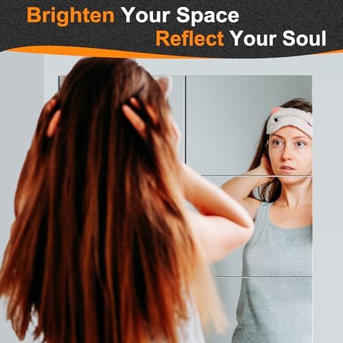 Delma Wall Mirror, Full Length Mirror Tiles, 16''x12''x6PCS | Glass, Modern Full Body Mirror, For Home, Office, and Gym, Wall Decor