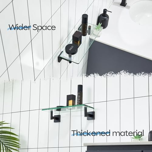 KOKOSIRI Wall Shelves Bathroom Hardware Glass Floating Shelf Small Hanging Rack Storage/Room Decor 12-Inch Oil Rubbed Bronze 2 Pack B1105ORB-L12-P2