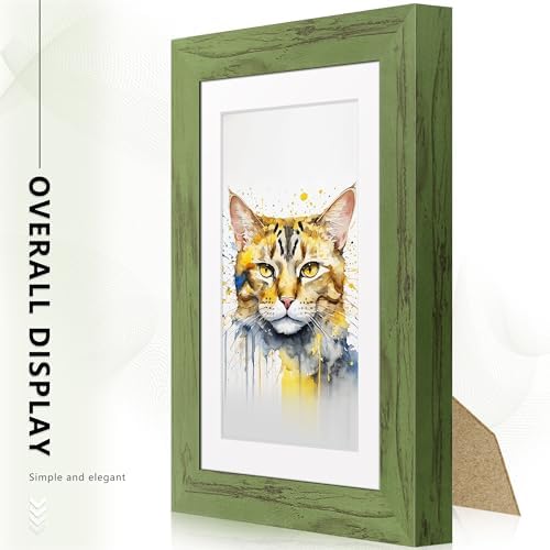 Picrit 5x7 Picture Frame Set of 12, Gallery Wall Frames, Green Wood Grain