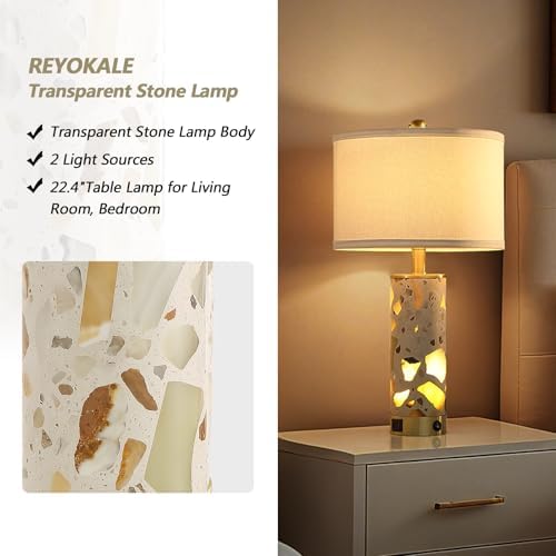 22.4” Set of 2 Modern Table Lamps for Living Room with USB C+A