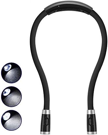 Book Light, Rechargeable LED Hug light, Neck Hug Reading Lights for Bed Reading, Hands Free Flexible Arm, Soft Silicone Arms Comfortable Wear, Perfect for Bookworms Kids Crafts Knitting Travel, BBQ
