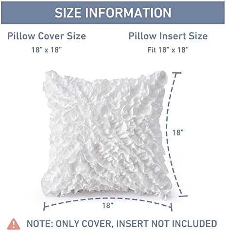 Leeden 18x18 Pillow Covers, Cushion Throw Pillow Cover Pillowcase Set of 2, Farmhouse Decorative Cushion case, 3D Design Handmade Pillowcase with Ruffles, White