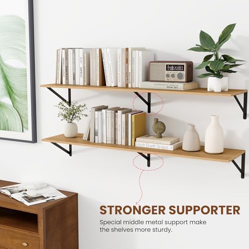 Heimlove 48W x 12D Deep Floating Shelves Set of 2 Oak