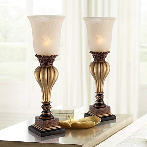 Sattley 23 1/4" High Table Lamps Set of 2 Gold Console Alabaster