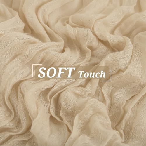 6 Pack Beige Cheesecloth Table Runner, Extra Wide 35x120 Inch