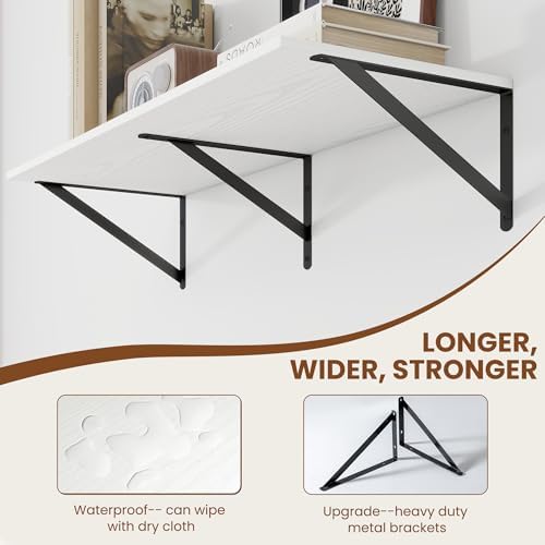 Heimlove 32W x 12D Deep Floating Shelves Set of 2 White