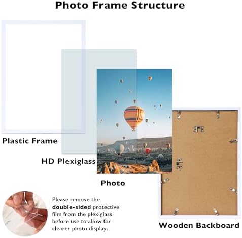 JCJMY 10x14 Picture Frame Set of 6 for 30 x 40cm Diamond Painting Art, Wall Mounting Horizontally or Vertically, 10 x 14 Wall Gallery Poster Photo Frame with Shatter Resistant Plexiglass,6 Pack, White