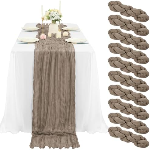 10 Pack Cheesecloth Table Runner 35 x 120 Inch, Nude