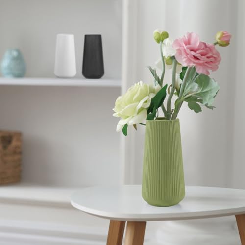 XL Saga Green Ceramic Vase, GUKJOB Cute Flower Vase for Pampas Grass, Home, Living Room, Dining Table, Farmhouse, Office Decor, Bedroom, Table, and Kitchen Shelf (XL Saga Green)