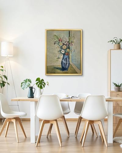 AIMAILON Colorful Wildflower Wall Decoration, Still Life Artwork, 16x20 | golden frame canvas art painting, easy to hang, sturdy frame, bedroom and living room decoration painting