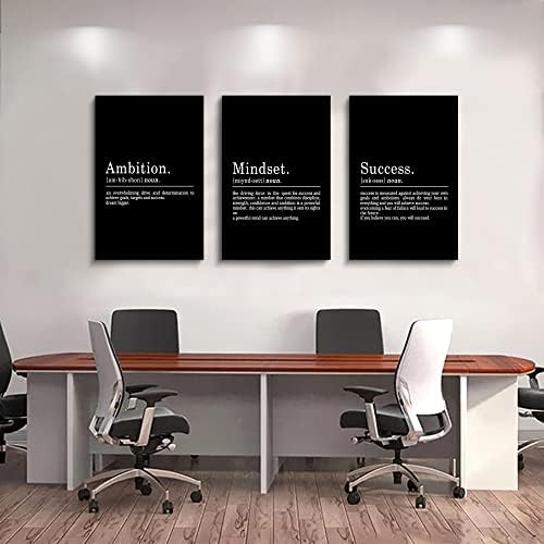 Inspirational Canvas Painting Wall Art -EPHANY ART, Motivational Wall Art Success Framed Entrepreneur Poster Positive Quotes Wall Poster for Home Office Workplace (M-3pcs,16x24inchx3pcs)