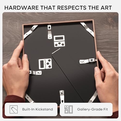 Homeforia 6x9 Mocha Picture Frame, High-End Metal, 4x6 Mat, Glass
