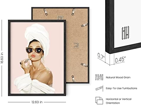 Haus and Hues Pink Framed Wall Art, Audrey Hepburn Wall Art, Glam Wall Decor, Pink Pictures Wall Decor, Makeup Design, Celebrity Framed Art, Vogue Art (Black, 12x16)