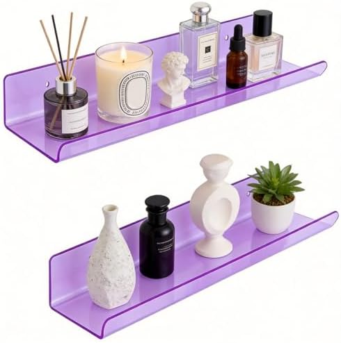 ROYALITA 2-Pack Acrylic Shelves Wall Mounted, 17 Inch Display Shelves