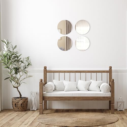 EVIDECO French Home Goods Big Decorative Wall Self Adhesive Shaped Mirrors - Set of 4