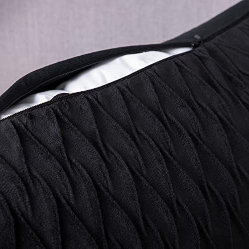 MADIZZ Set of 2 Super Soft Velvet Decorative Throw Pillow Covers 26x26 inch Black Square with Texture Luxury Style Cushion Case European Pillow Shell for Sofa Bedroom