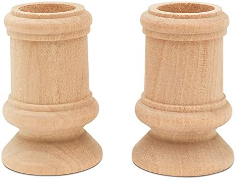 Wooden Candle Cups Classic-Style, 2-1/2 inch with 7/8 inch Taper Candle Hole, Set of 12 Ufinished Candlesticks, by Woodpeckers