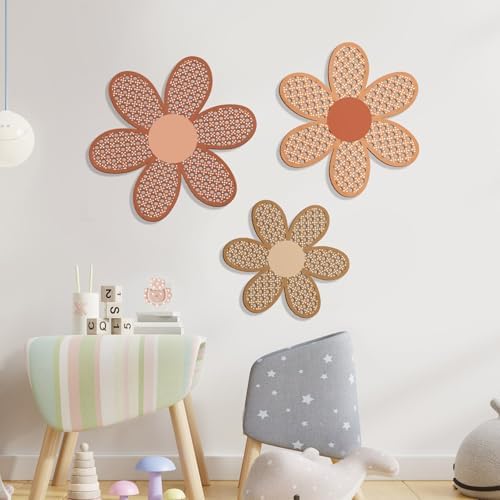 Maitys 3 Pcs Boho Daisy Flower Wall Decor Nursery Art,Fresh Color