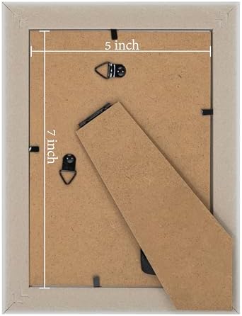 eletecpro 5x7 Vintage Picture Frame, Glass Cover, White, 2-Pack