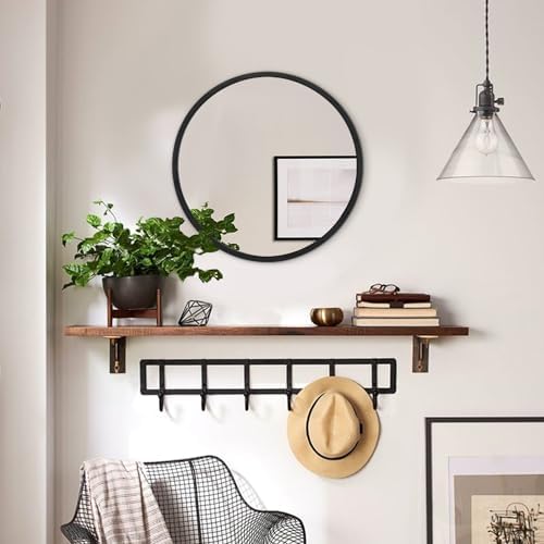 JJUUYOU Round Wall Mirror Black Circular Mirror for Bathroom Vanity Mirror Small Wall Circle for Wall Metal Frame Make up Entryway Living Room Bedroom Dorm Decorative