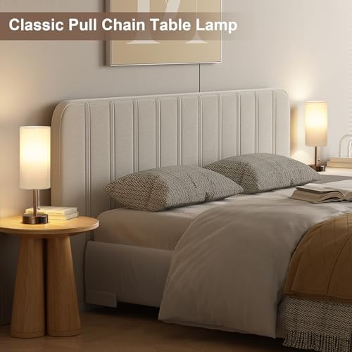Brown Bedside Lamp for Bedroom Nightstand - Small Table Lamp with USB Ports