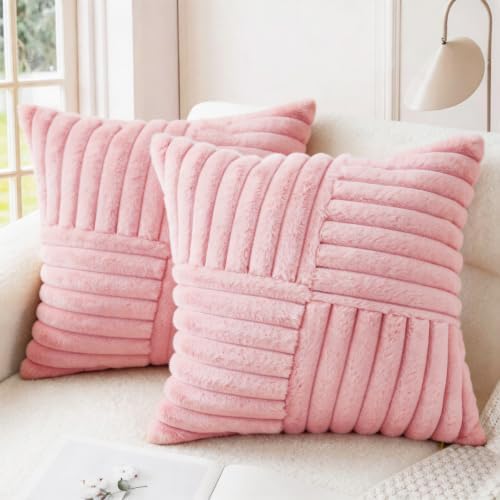 All Smiles Pink Valentines Decorative Throw Pillow Covers 20x20 Set of 2