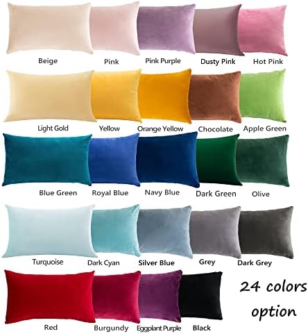 Stellhome Rectangle Velvet Pillow Covers Decorative Cushion Covers for Bed Couch Sofa Bench, 12 x 20 inch (30 x 50 cm), Royal Blue, Pack of 2