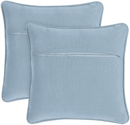 Boho Living Jada Decorative Throw, (2) 20" x 20" Pillow Covers, Light Blue 2 Count