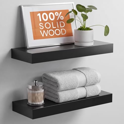 Homeforia 18 Inch Floating Shelves, High-End Solid Pine Wood, Set of 4