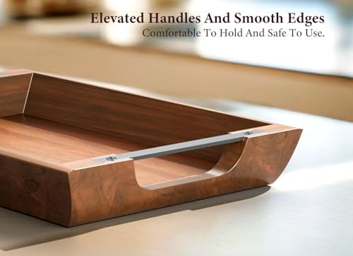 Acacia Wood Serving Tray, 15×10in Tray for Ottoman, Space-Saving
