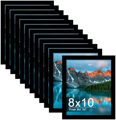 Picrit 8x10 Picture Frame Set of 12, Modern Gallery Wall Frames, Black