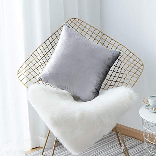 Home Brilliant Velvet Decorative Throw Pillow Cover Cushion Cover Pillow Case for Sofa Couch Chair Bed (24" x 24", G-Silver Grey)