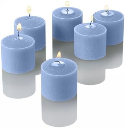 Set of 72 Richland Votive Candles Light Blue Unscented and 72 Clear Glass Eastland Votive Holders