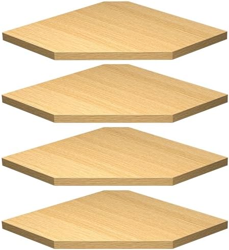 Fun Memories Corner Shelf Wall Mount, Corner Floating Shelves, Set of 4 Corner Wall Shelf Organizer, Rustic Wood Wall Storage Display Shelves for Living Room Bedroom Bathroom Kitchen, Oak